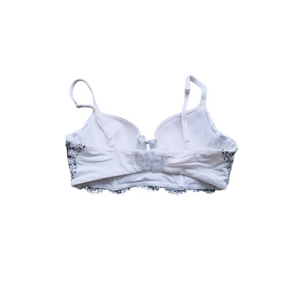 Victoria Secret Body lined Demi Bra white black floral 34B Lingere Romantic Sexy - Picture 2 of 4